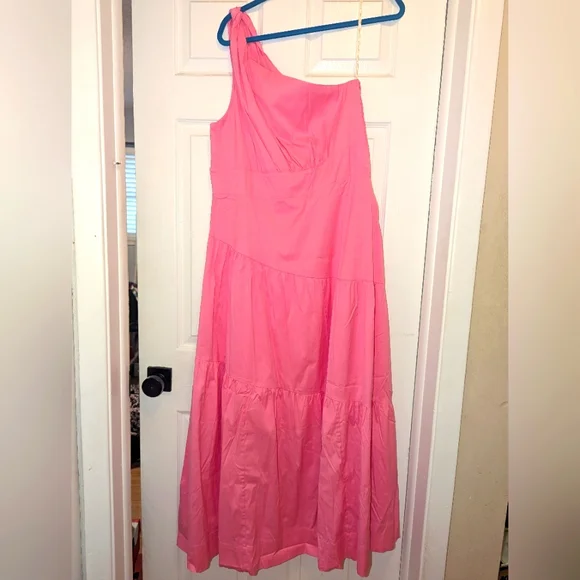 NWT Lilly Pulitzer Confetti Pink Lucilyn One Shoulder Long Dress Sz 14 - Picture 2 of 9